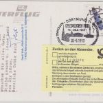 BRD/Postsperre BOSNIEN - 80 Pfg. Alpenbock Luftpostkarte Dortmund Sarajevo 1993