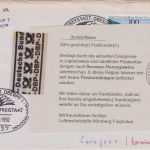 BRD/Postsperre BOSNIEN - Hinweiszettel Luftpostleitstelle Nürnberg Brief 1992