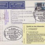 BRD/Postsperre BOSNIEN - Gummersbach 1993 Luftpostkarte Hinweis-Ra8 PA Köln 3
