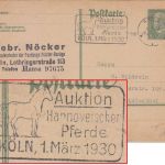 DR - Köln 1930 "Auktion Hannoverscher Pferde" Masch.werbestpl. 5 Pfg. Ganzsache