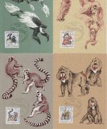 DDR - Dresdner Zoo/Affen 4 amtl. Maximumkarten + ESST Berlin 1986