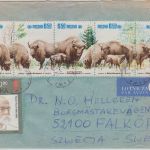 polen - Naturschutz/Wisent 5er-Streifen u.a. Luftpostbrief Warschau 1986