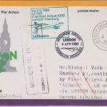 Jersey - 15 P. Flughund Zuleitungspost LH-Erstflug London - Hamburg 1980