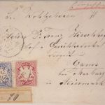 Bayern - 10+20 Pfg. Wappen Wz.2 Einschreibebrief n. ÖSTERREICH Adelholzen 1879