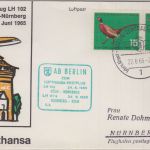 Berlin - 2x15 Pfg. Jugend/Fasan Zuleitungspost LH-Erstflug Köln - Nürnberg 1965