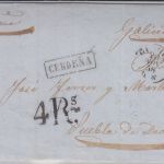 Königreich Sardinien/Spanien - Genua 1858 Portobrief n Noya Coruna Ra1 "Cardena"
