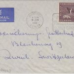 Ostafrik. Gemeinschaft - 1.30 Sh. Flusspferd etc Luftpostbrief i.d. SCHWEIZ 1961