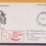 Seychellen - 1,50 R. Flughund Lufthansa Erstflug Mahe - Frankfurt a/M. 1979
