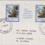 PNG - 2x35t 60th Birthday Elisabeth Zwischenstegpaar Brief Arawa - Langen 1986