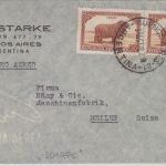 Argentinien - 2x30 C. Schaf Luftpostbrief i.d. SCHWEIZ Buenos Aires Meilen 1946