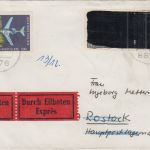 BRD/Postkrieg - 2x20 Pfg. 20 J. Vertreibung u.a. Eilbrief Jettingen Rostock 1965
