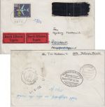 BRD/Postkrieg - 2x20 Pfg. 20 J. Vertreibung u.a. Eilbrief Jettingen Rostock 1965