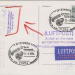 BRD/Postsperre - Ditzingen SST Tag d. Kosmonautik Luftpostkarte n. BOSNIEN 1994