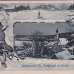 Bayern - Schäftlarn Rodelgrüße sw-Winter-Passepartout-AK gelaufen 1906