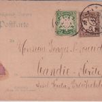 Bayern - 2 Pfg. Rauten Ganzsache+Zusatz n. GRIECHENLAND (Kreta !) Aying 1906