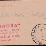 BRD - Freising 1954 Notopfer-Provisorium Gebührenzettel f. 8 Pakete