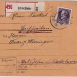 Bayern - 80 Pfg. Ludwig Einschreibe-Paketkarte Schleißheim - Vilshofen 1918
