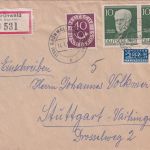 BRD - Grünwald (b. München) Einschreibebrief n. Stuttgart 1953 Absender !