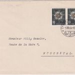 Schweiz - 2x10 Rp. Juventute/Silberdistel Brief/FDC Chaux de Fonds 1.12.43