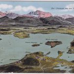 Bayern - Chiemsee aus der Vogelschau farb. "Felle"-Karte gelaufen 1929