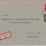Sudetenland - Warnsdorf 1942 Einschreibebrief n. Wien