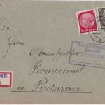 Sudetenland - Pladen 1939 Aush.-R-Zettel Einschreibebrief n. Podersam