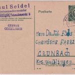 All.Bes./RPD Stuttgart - 6 Pfg. Ganzsache Waiblingen - Grünbach 26.2.46