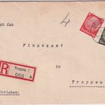 Sudetenland - 30+8 Pfg. Hindenburg Ortseinschreibebrief Troppau 1939