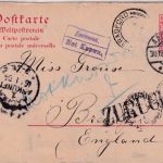 DR - 10 Pfg. Germania Ganzsache n. ENGLAND Aachen - Bredford 1904 Retour