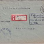 DR - Aachen 25.7.44 Feldpost-Einschreibebrief Inf.Ers.Btl. 453 n. Holzminden