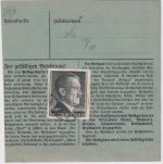 DR - Aachen 5 1943 1 RM AH u.a. Dringen-Paketkarte n. Dessau-Rosslau