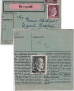 DR - Aachen 5 1943 1 RM AH u.a. Dringen-Paketkarte n. Dessau-Rosslau