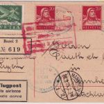 Schweiz - Tell Zusammendruck WZ 23B u.a. Luftpost-Einschreibekarte Basel 1925