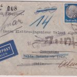 DR - 100+80 Pfg. Hindenburg Luftpostbrief n. CHILE Neubabelsberg Chauquenes 1937