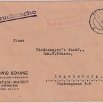 BRD - Dorfen Markt 15.1.51 Gebühr bezahlt viol. Ra1 Drucksache n. Regensburg