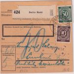All.Bes. - 50+10 Pfg. Ziffer Paketkarte Dorfen Markt - Simbach 1946 Nachporto
