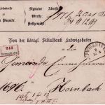 Bayern - Ludwigshafen 13/6 HKS Paketbegleitadresse n. Hornbach ca. 1870