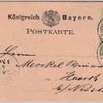 Bayern - 3 Pfg. Wappen Ganzsache + 3 Pfg. weite Welle Ludwigshafen - Haardt 1880
