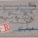 DR - 10+20 Pfg. Einschreibebrief Mainz - Hechtsheim 1888 rs. Retour-"Roman"