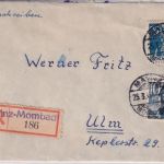 FZ/Rheinl.Pfalz - 75+10 Pfg. Freimarken Einschreibebrief Mainz-Mombach 1948