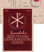 FZ/Rheinl.-Pfalz - Mainz 72. Dt. Katholikentag 1948 Sonderkarte + SST