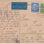 DR - 5 Pfg. Hindenburg Ganzsache+Zusatz Luftpostkarte n. FRANKREICH Wien 1938