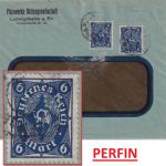 DR-Infla - 2x6 M. Posthorn Perfin "PW" Firmenbrief Ludwigshafen 1922
