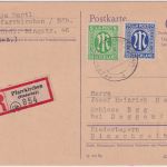 All.Bes./AZ - 6 Pfg. Ganzsache Behelfsausgabe Einschreibekarte Pfarrkirchen 1945