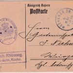 Bayern - München 38 1916 Frei d. Ablösung Kgl. Botanischer Garten Ra2 a. Karte