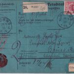 DR - 50+20+10 Pfg. K/A Paketkarte n. BELGIEN Worms - Brüssel 1891