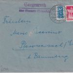 Bizone - Sargenroth ü. Simmern (Hunsrück) Landpost-L2 Brief n. Pfarrweisach 1950
