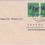 Schweiz - 2x10 Rp. Juventute/Wasserjungfer Brief Wil bei Rafz - Zürich 1951