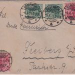 DR - 2x5+2x10 Pfg. Germania Brief Bienenmühle - Freiberg 1921