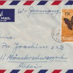 Tanzania - 1,50 Sh. Schmetterling Luftpostbrief Ndanda-Lindi 1974